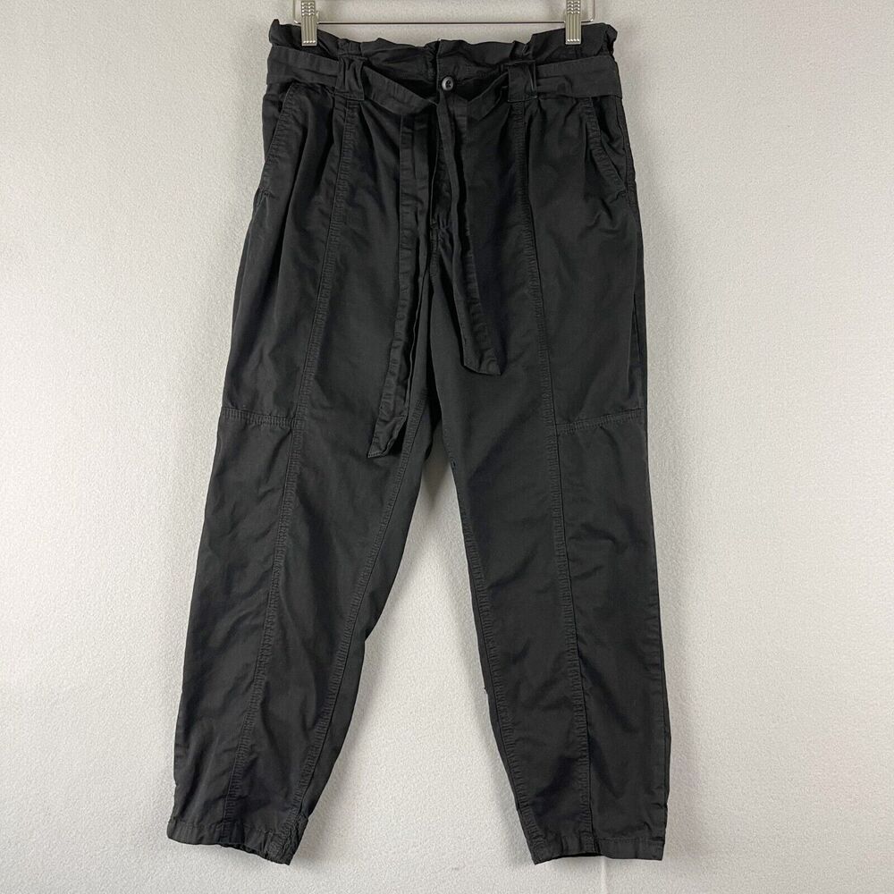 BlankNYC Paperbag Crop Pants Womens 30 Black Tapered High Rise Elastic Waist